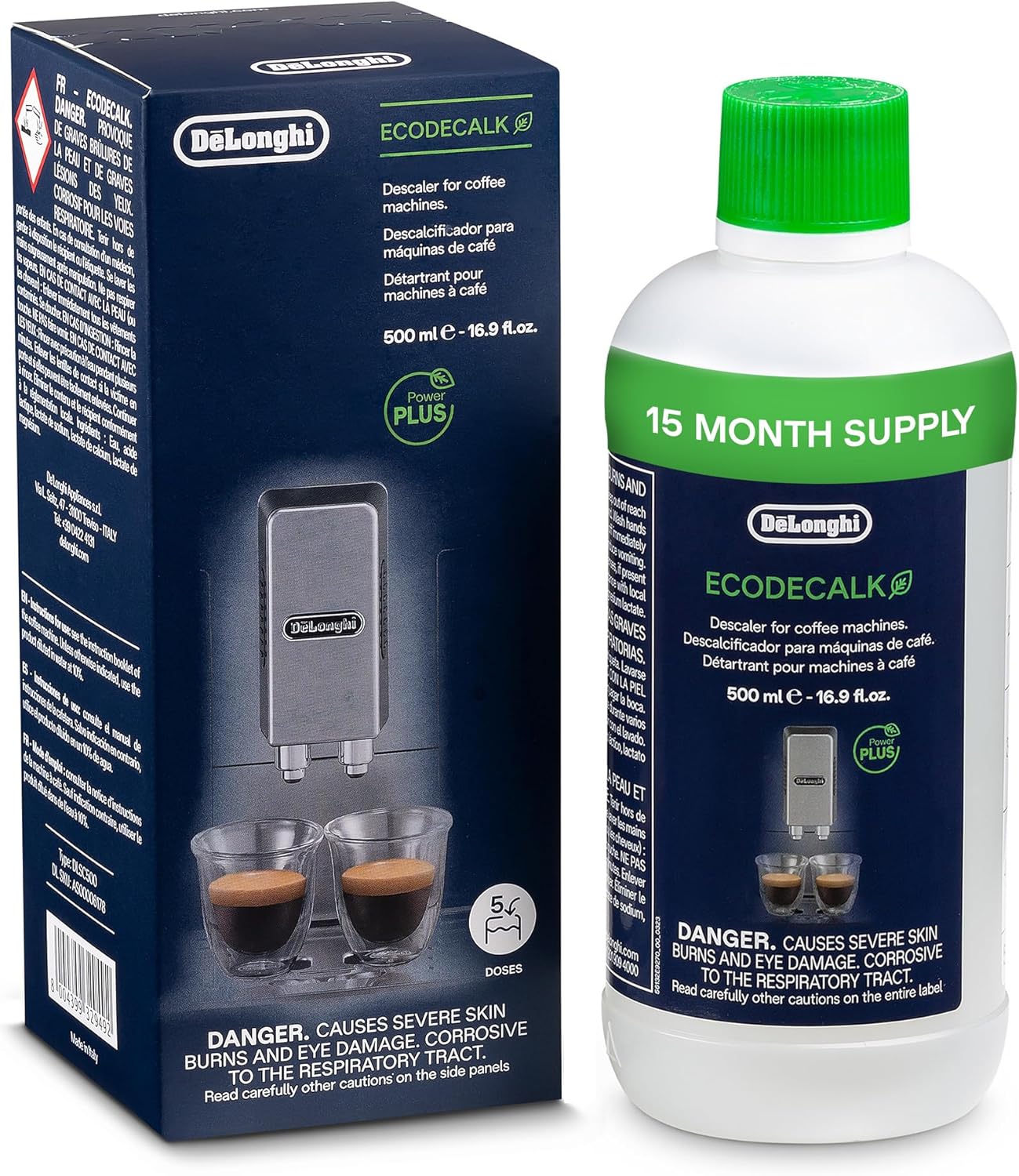 De'Longhi (デロンギ) 除石灰剤 全自動コーヒーマシン用 DLSC500 メンテナンス イタリア製 500ml 1本 保証対象品