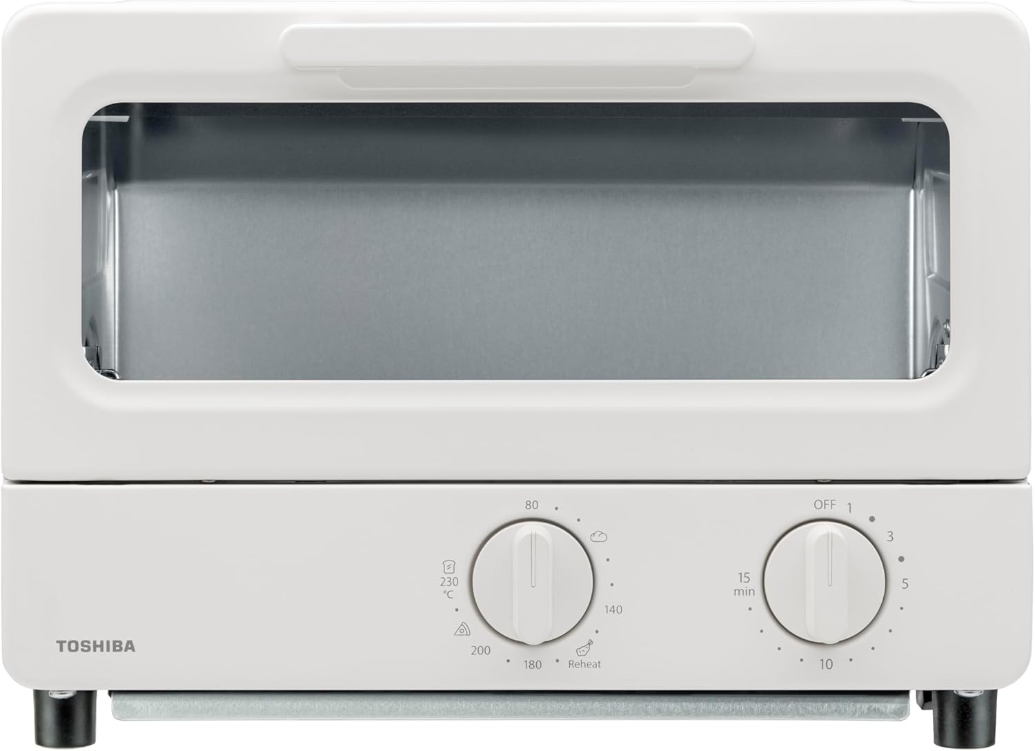 TOSHIBA(東芝) トースター オーブントースター 2枚焼き HTR-PZ3(W) ミルキーホワイト 温度調節機能付き 受皿付き タイマー15分