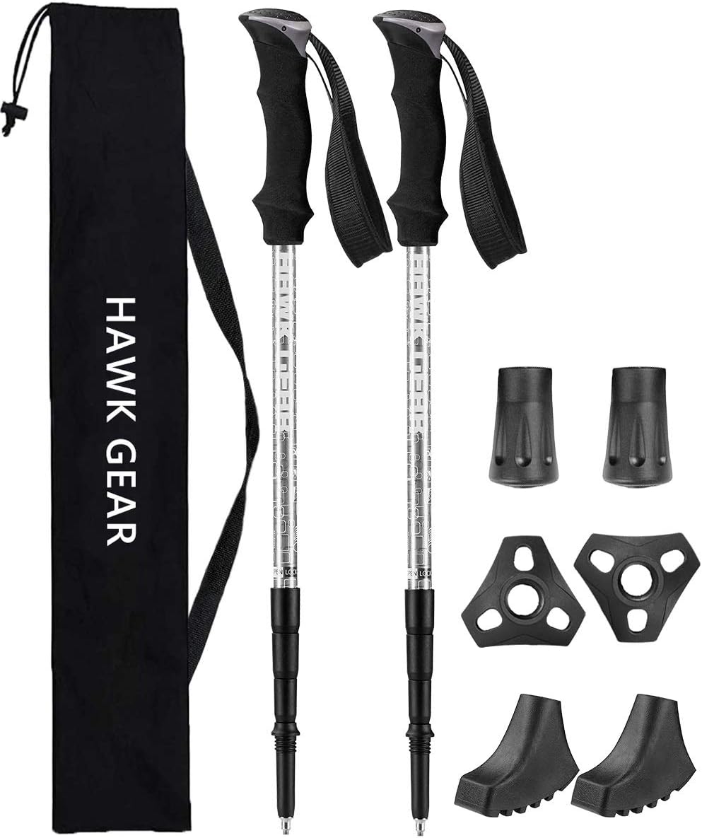 [HAWK GEAR (ホークギア)] 登山ストック トレッキングポール 軽量 ２本セット アンチショック機能付