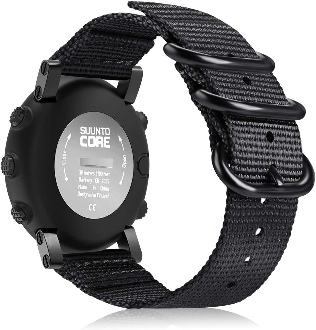 for Suunto Core 対応バンド ベルト スポーツバンド 交換用ストラップ ウォッチベルト ソフト ナイロン製 調節可能 通気 おしゃれ (１ブラック)