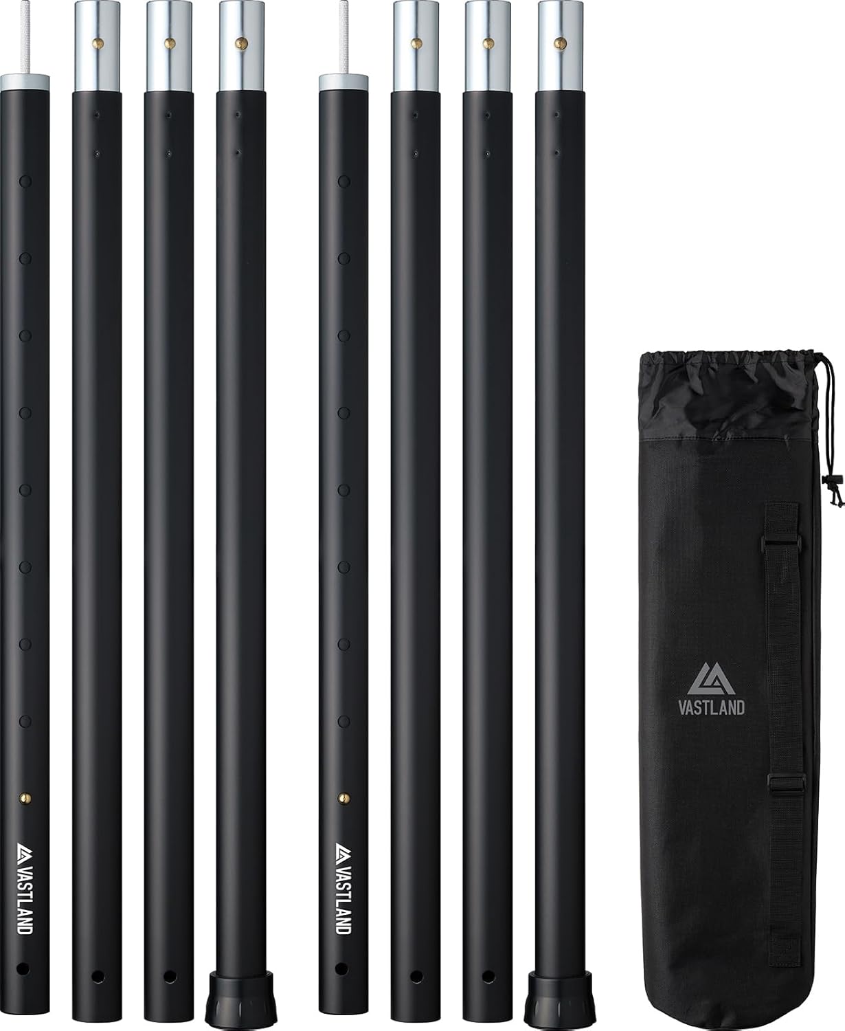 VASTLAND(ヴァストランド) タープポール テントポール アルミ 2本セット 280cm 直径33mm 8段階調節 収納バッグ付き