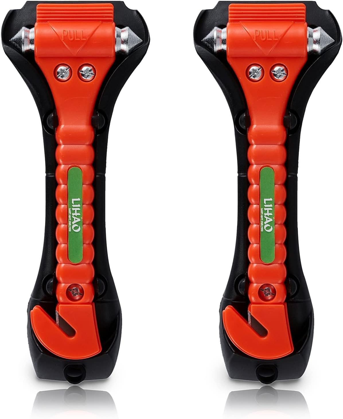 LIHAO レスキューハンマー 脱出用ハンマー 2個セット 固定ホルダー付き 車 窓割り シートベルトカッター付き 安全 緊急 ガラス 窓 割り 車載用