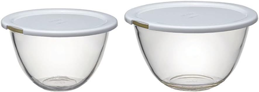 HARIO(ハリオ) レンジフタ付き 耐熱ガラス製 ボウル 2個セット 1500ml 2200ml BUONO kitchen マルチ ボール クリア 日本製 MXPF-3506-W