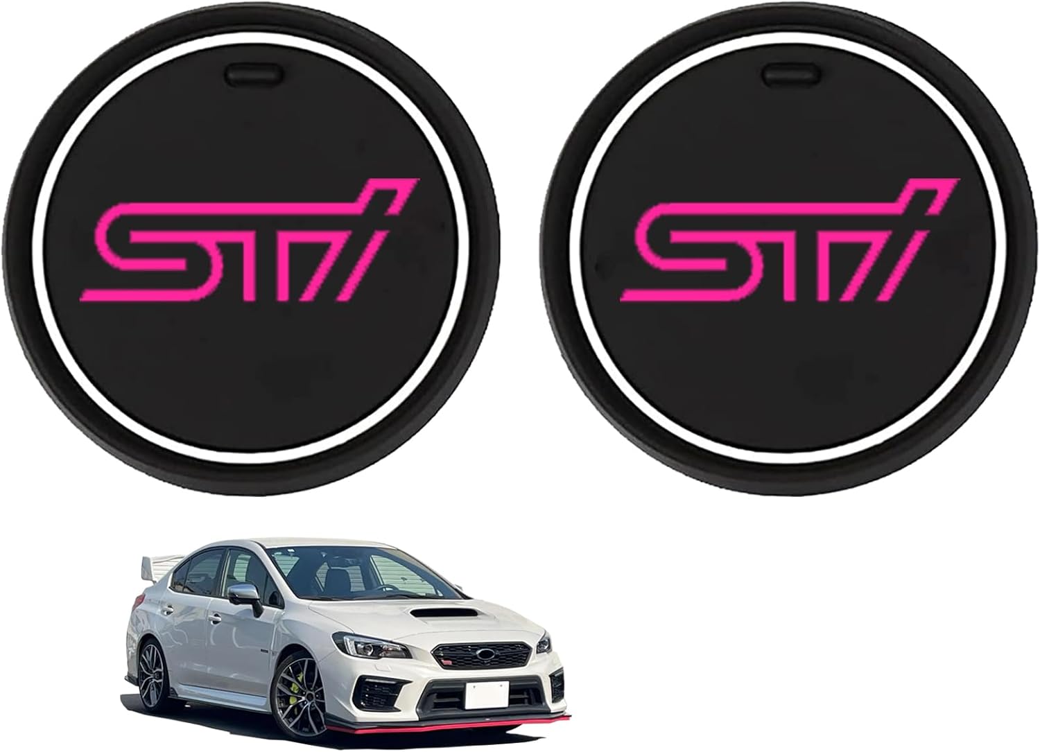 STI ノンスリップ コースター レヴォーグ レガシィ フォレスター インプレッサスポーツ XV B4 BRZ G4 ドリンクホルダー用 発光 (STI)