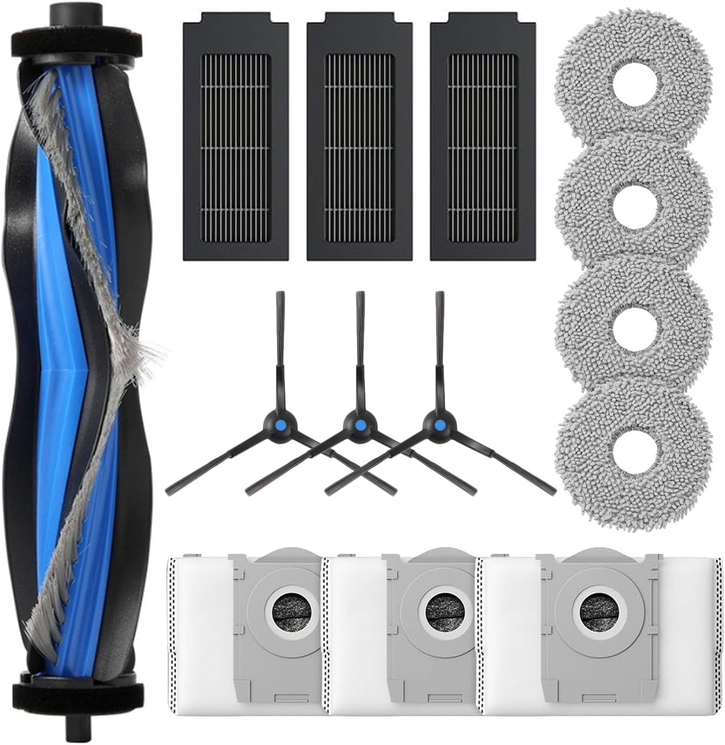エコバックス 消耗品 ECOVACS 掃除機 ロボット T50シリーズ 交換用 消耗品セット 交換用アクセサリー -Deebot T50 Pro / T50 Max / T50 Omni対応、交換用メインブラシ1本、フィルター3枚、サイドブラシ4枚、モップパッド4枚、ダストボックス交換用エコ紙パック4枚